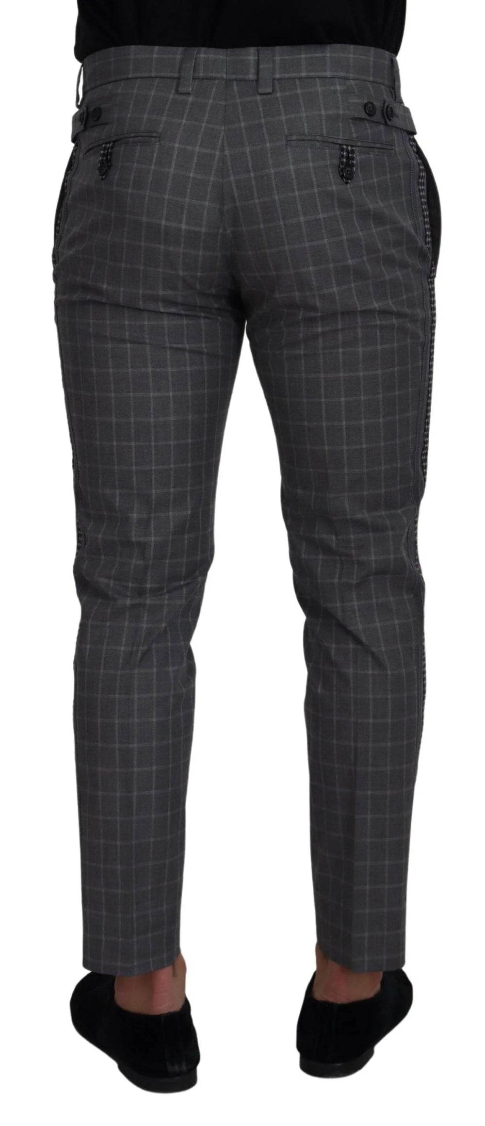 Dolce & Gabbana Grey Cotton Checkered Chino Pants - IT48 | M / Material: 100% Cotton - Chinos