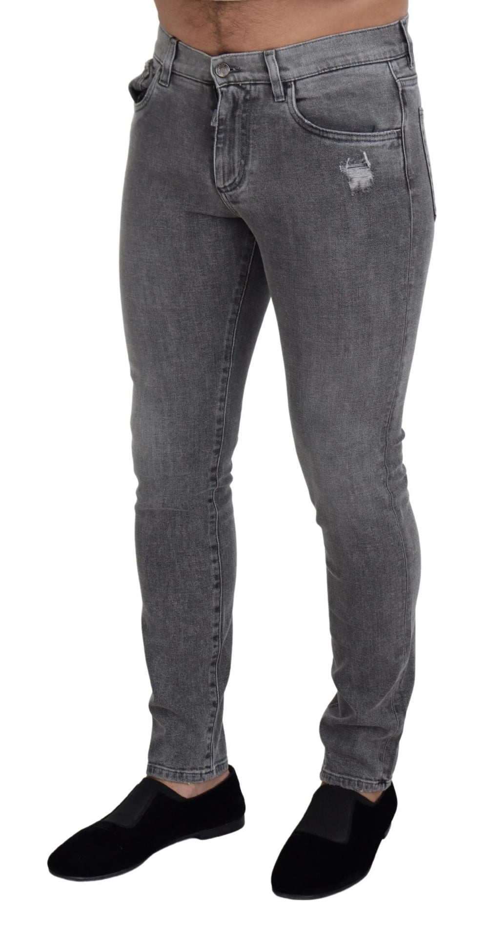 Dolce & Gabbana Grey Washed Cotton Skinny Denim Jeans - IT44 | XS - Jeans