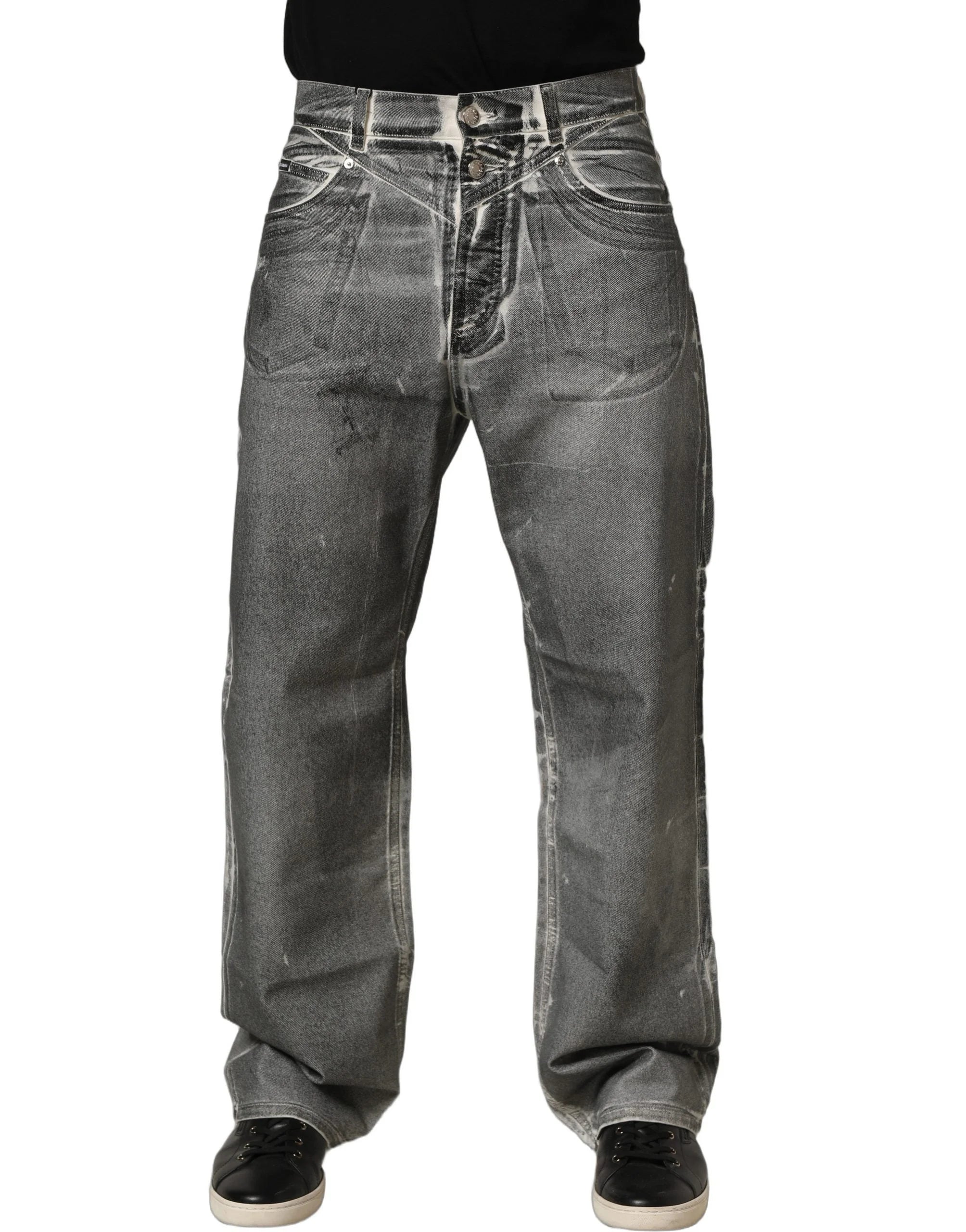 Dolce & Gabbana Grey Washed Mid Waist Straight Denim Jeans - IT46 | S