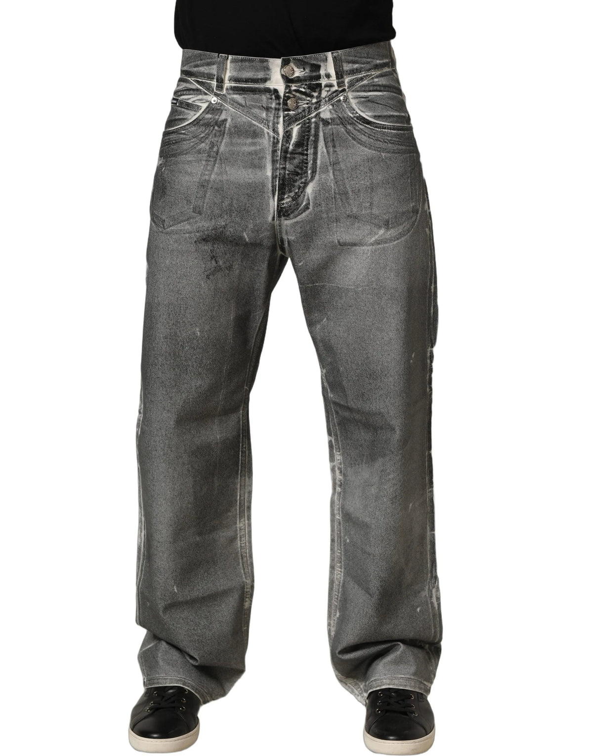 Dolce & Gabbana Grey Washed Mid Waist Straight Denim Jeans - IT46 | S