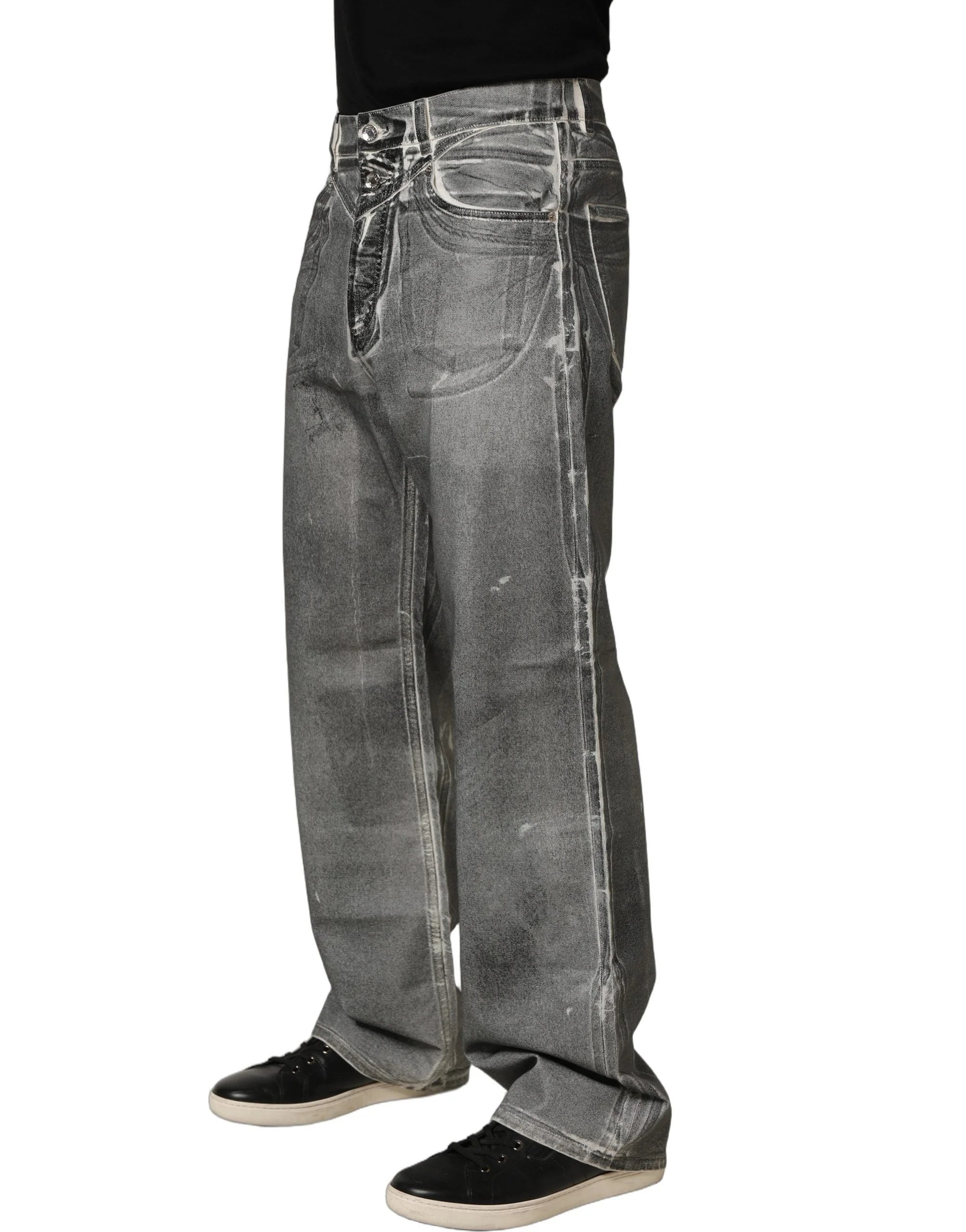 Dolce & Gabbana Grey Washed Mid Waist Straight Denim Jeans - IT46 | S