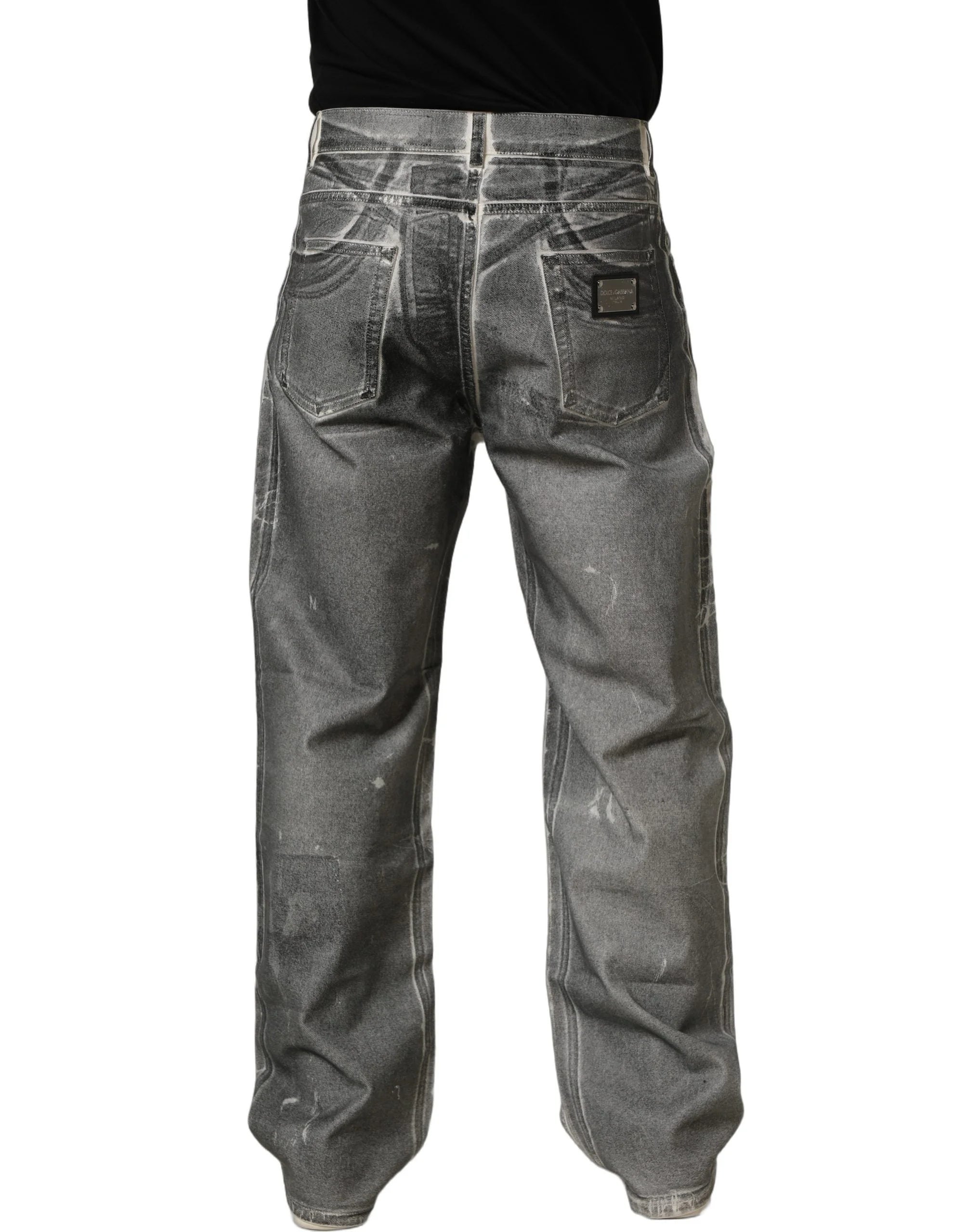 Dolce & Gabbana Grey Washed Mid Waist Straight Denim Jeans - IT46 | S