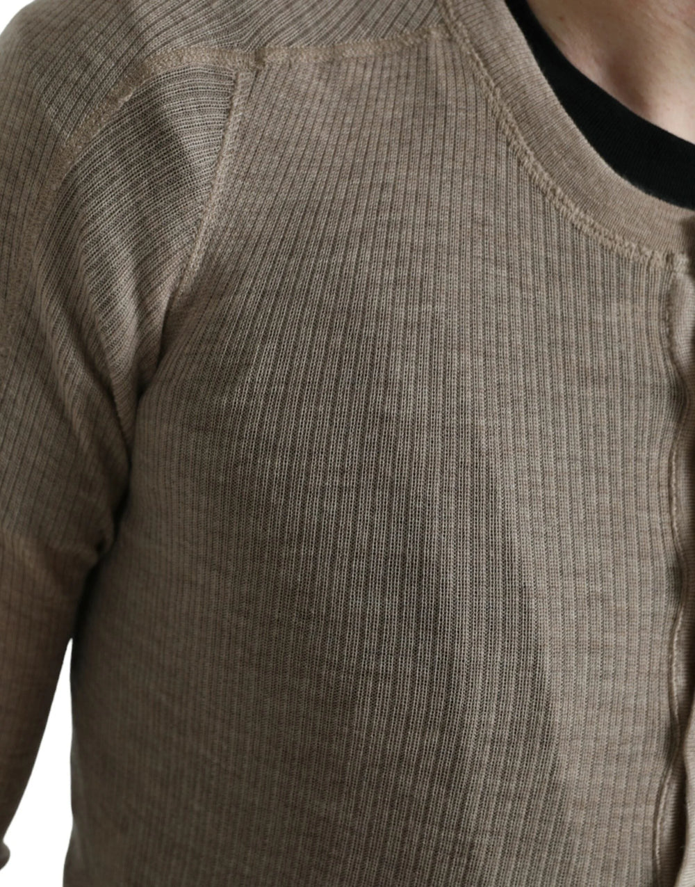 Dolce & Gabbana Henley Pullover Beige Cashmere Sweater - Sweaters