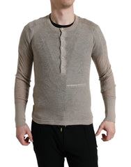 Dolce & Gabbana Henley Pullover Beige Cashmere Sweater - Sweaters