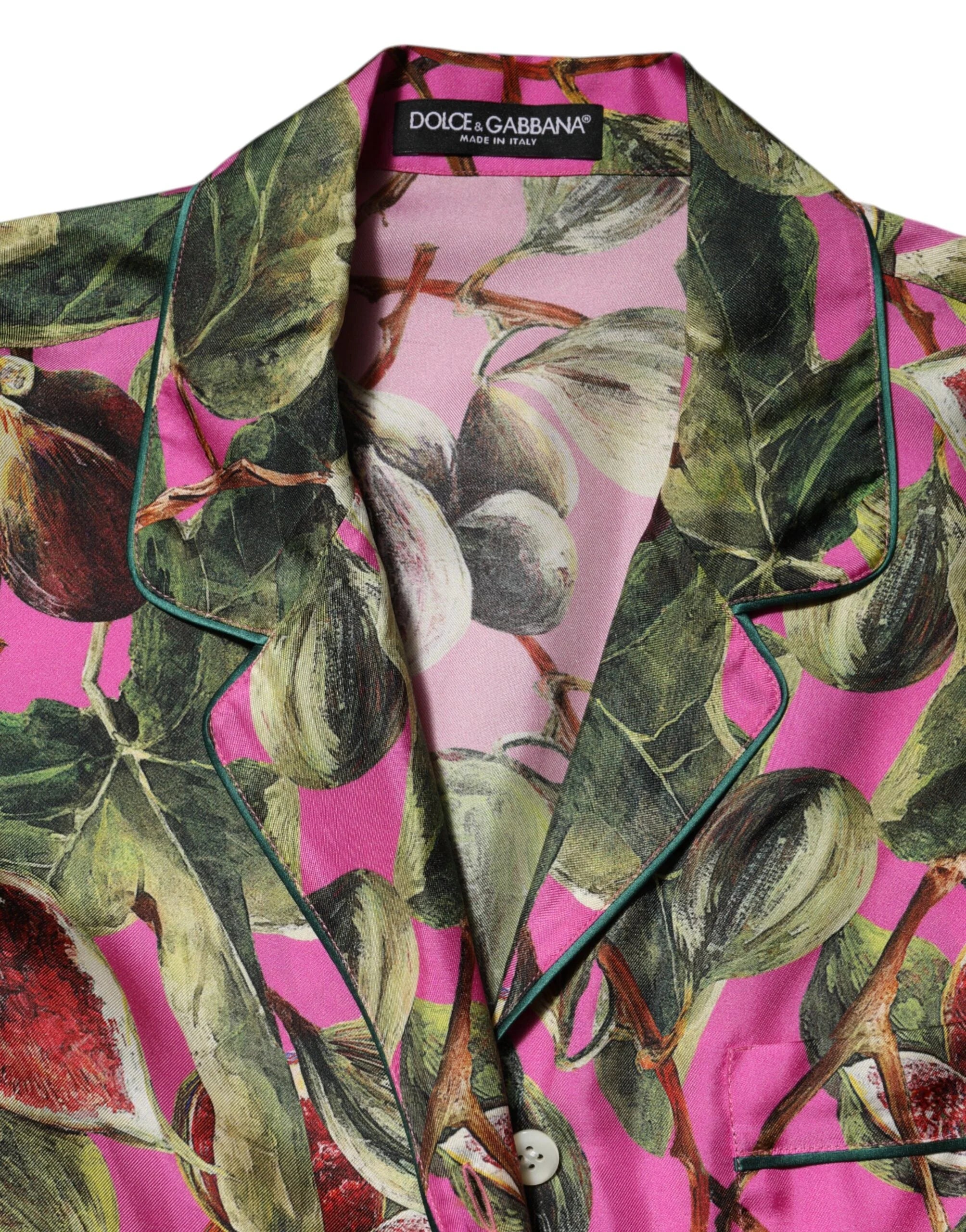 Dolce & Gabbana Hot Pink Fig Printed Silk Shirt Blouse Top - IT38 | XS - Blouses