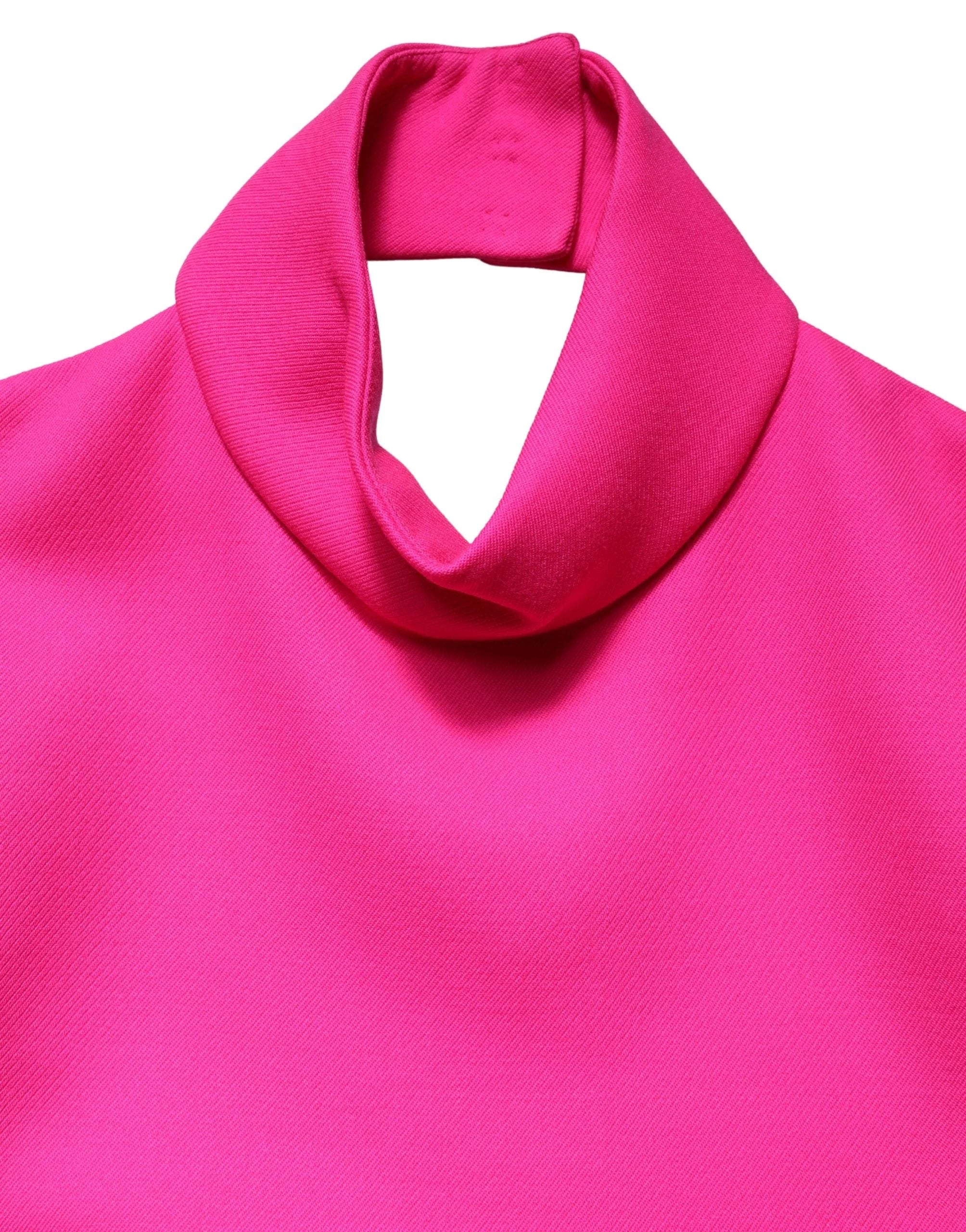 Dolce & Gabbana Top Rosa Choque Lã Decote Costas Curto Manga