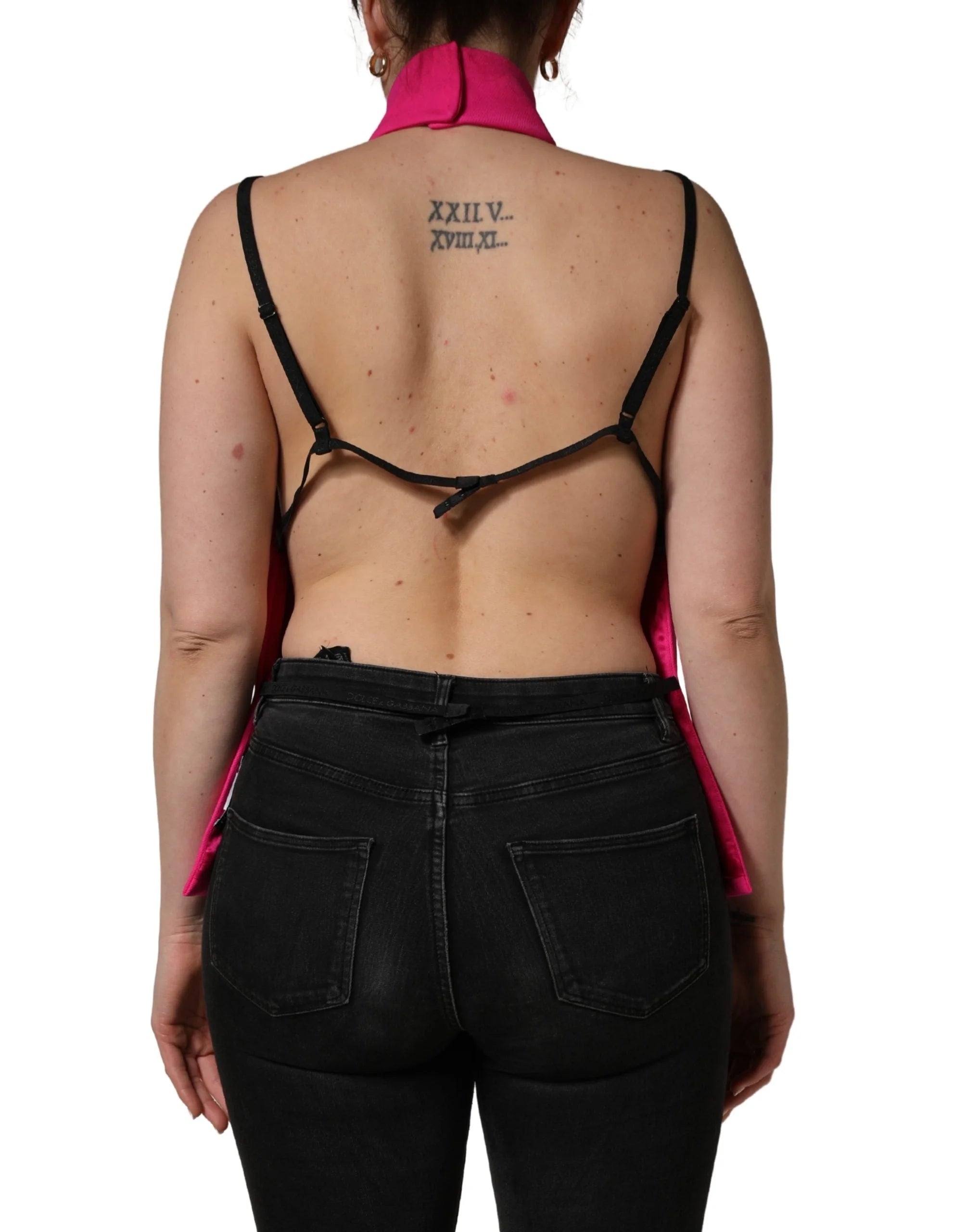 Dolce & Gabbana Top Rosa Choque Lã Decote Costas Curto Manga