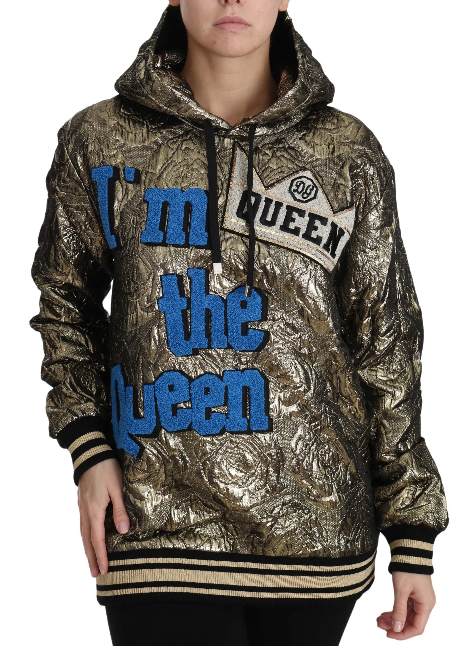 Dolce & Gabbana Im The Queen Jaquard Gold Sweatshirt Hoodie - Hoodies