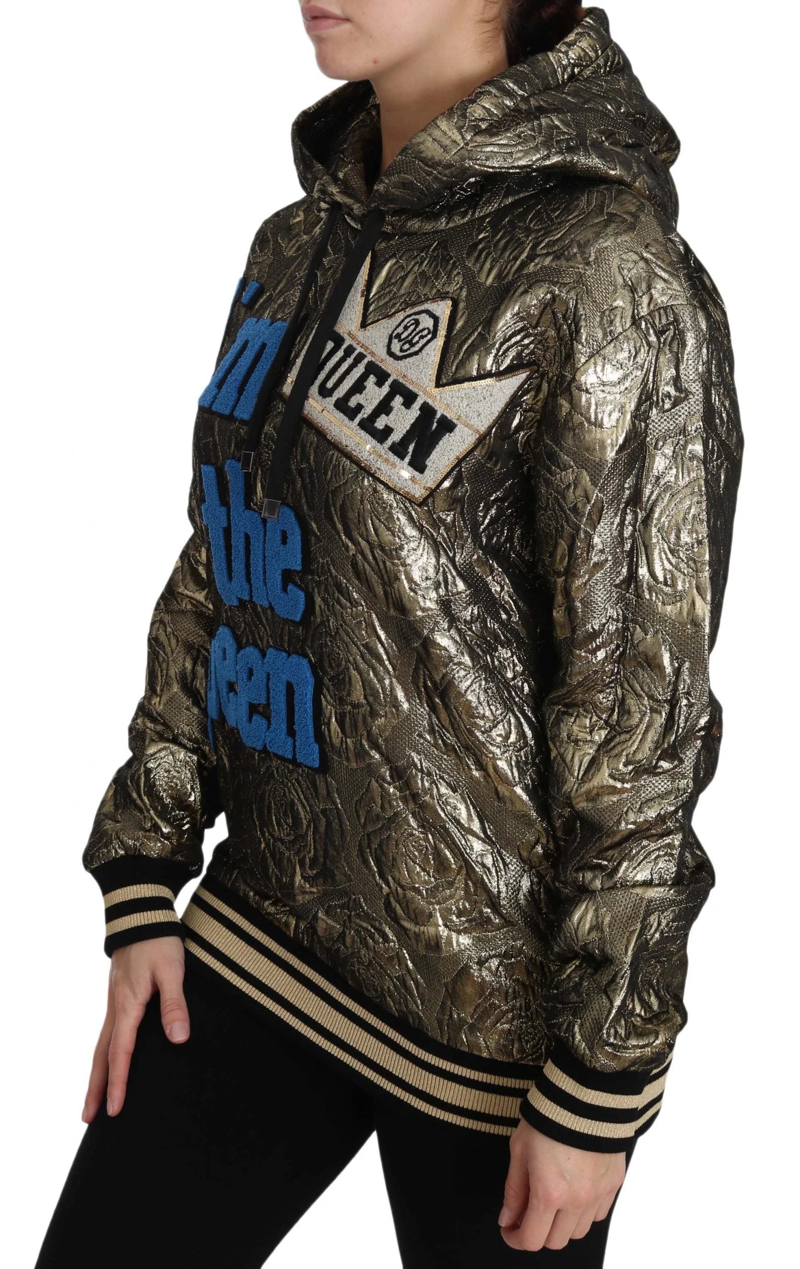 Dolce & Gabbana Im The Queen Jaquard Gold Sweatshirt Hoodie - Hoodies