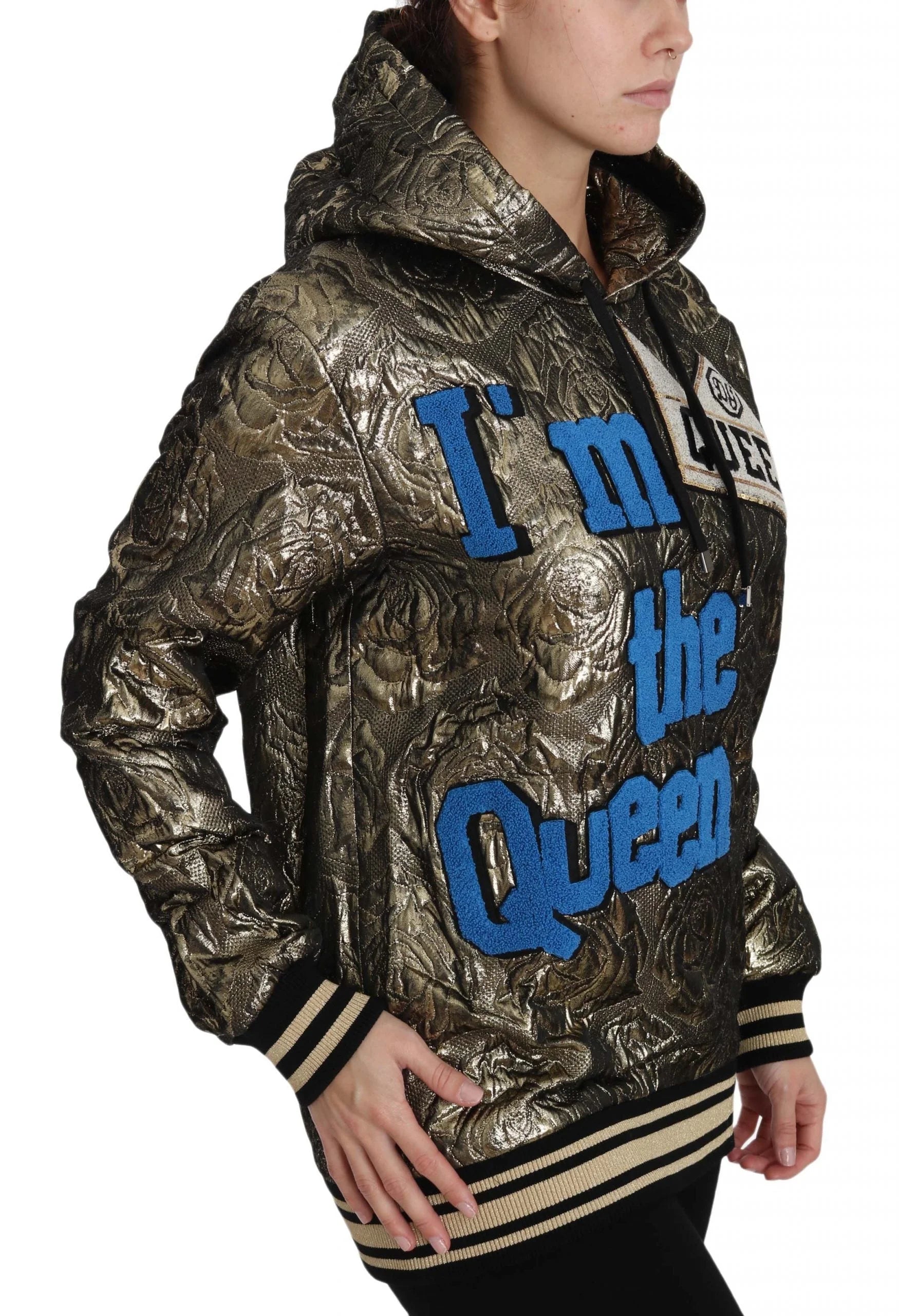 Dolce & Gabbana Im The Queen Jaquard Gold Sweatshirt Hoodie - Hoodies