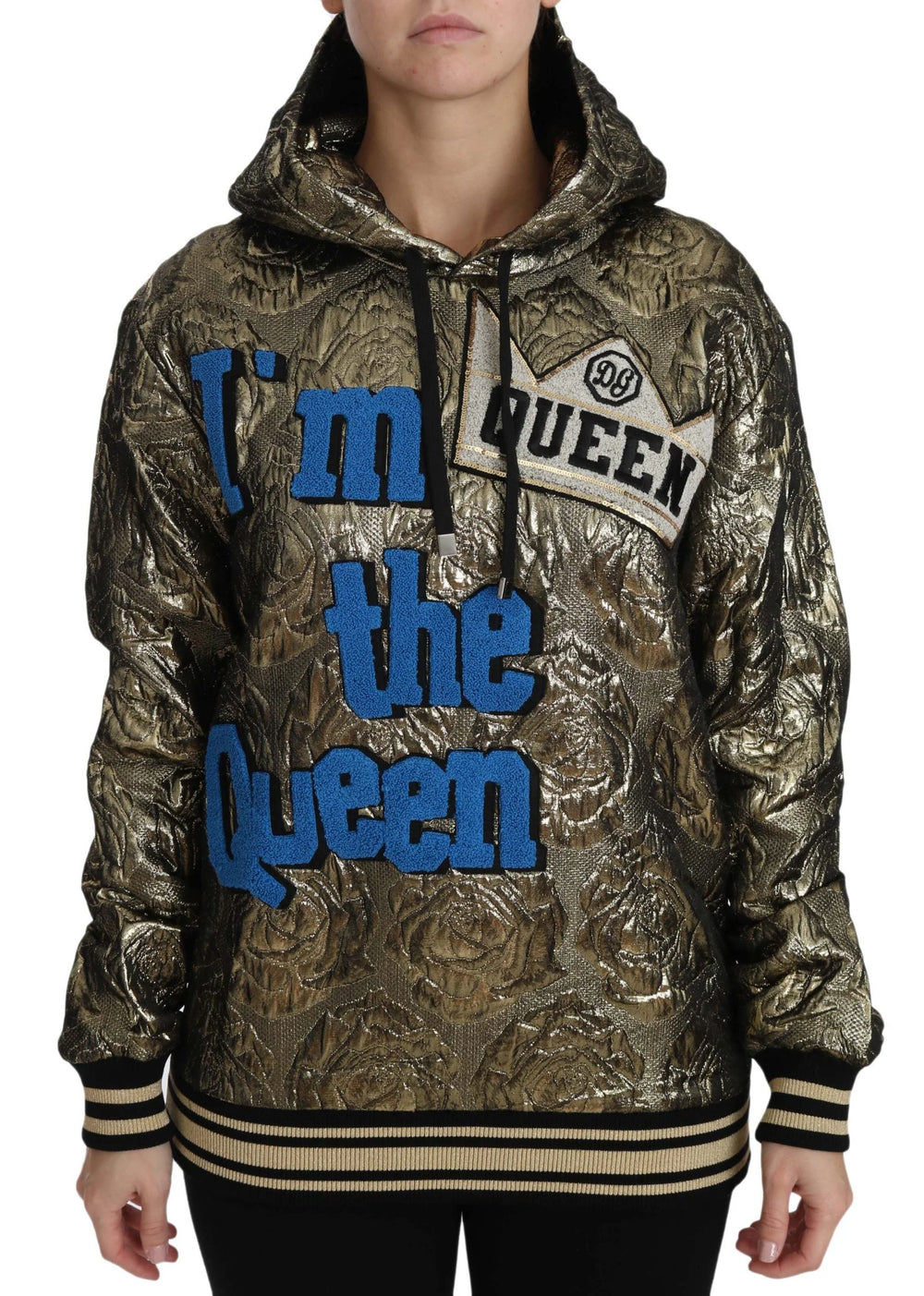 Dolce & Gabbana Im The Queen Jaquard Gold Sweatshirt Hoodie - Hoodies