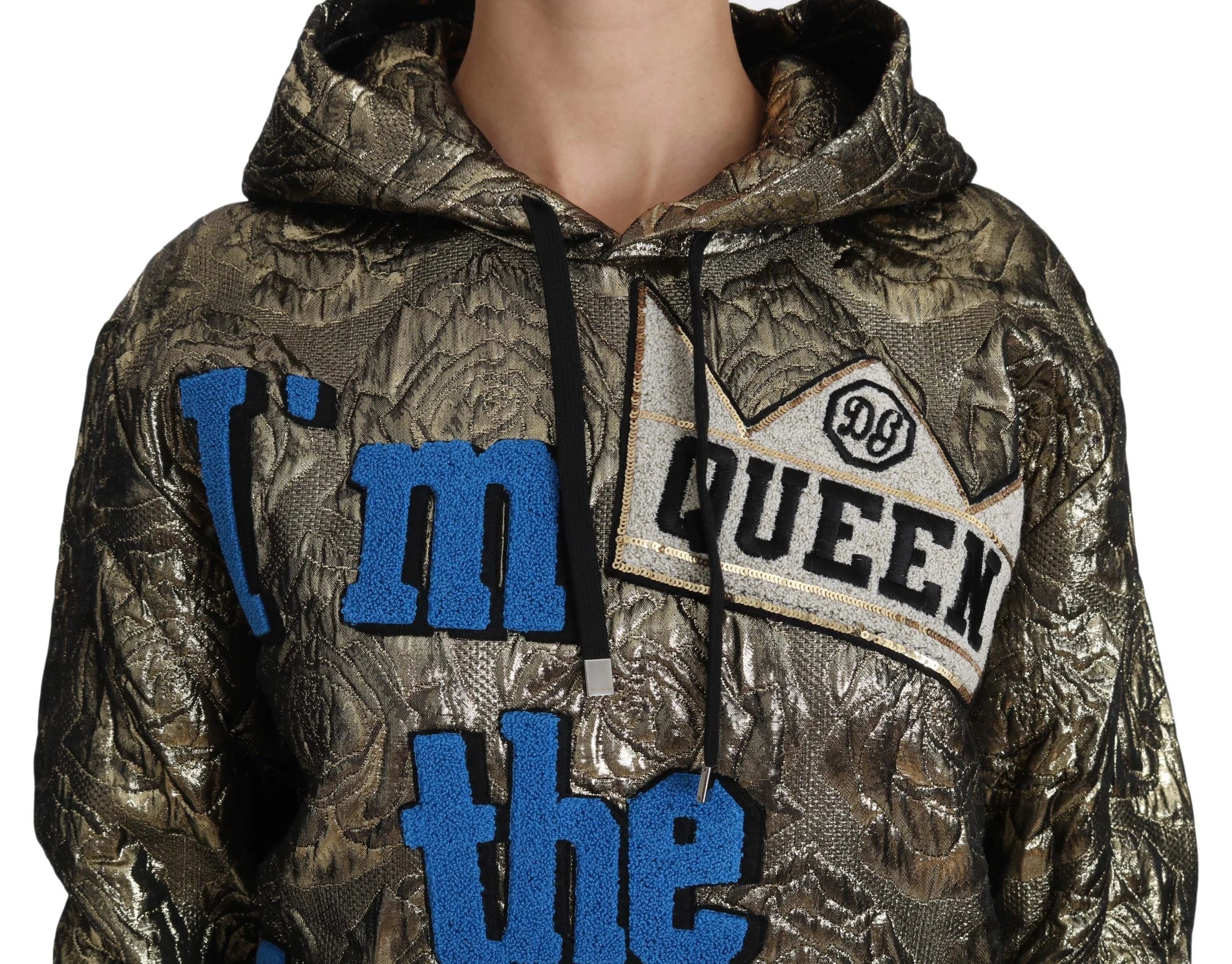 Dolce & Gabbana Im The Queen Jaquard Gold Sweatshirt Hoodie - Hoodies