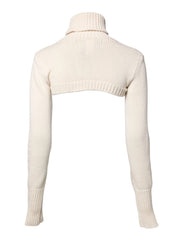 Dolce & Gabbana Ivory Cashmere Turtleneck Cropped Top Sweater - IT40|S - Sweaters