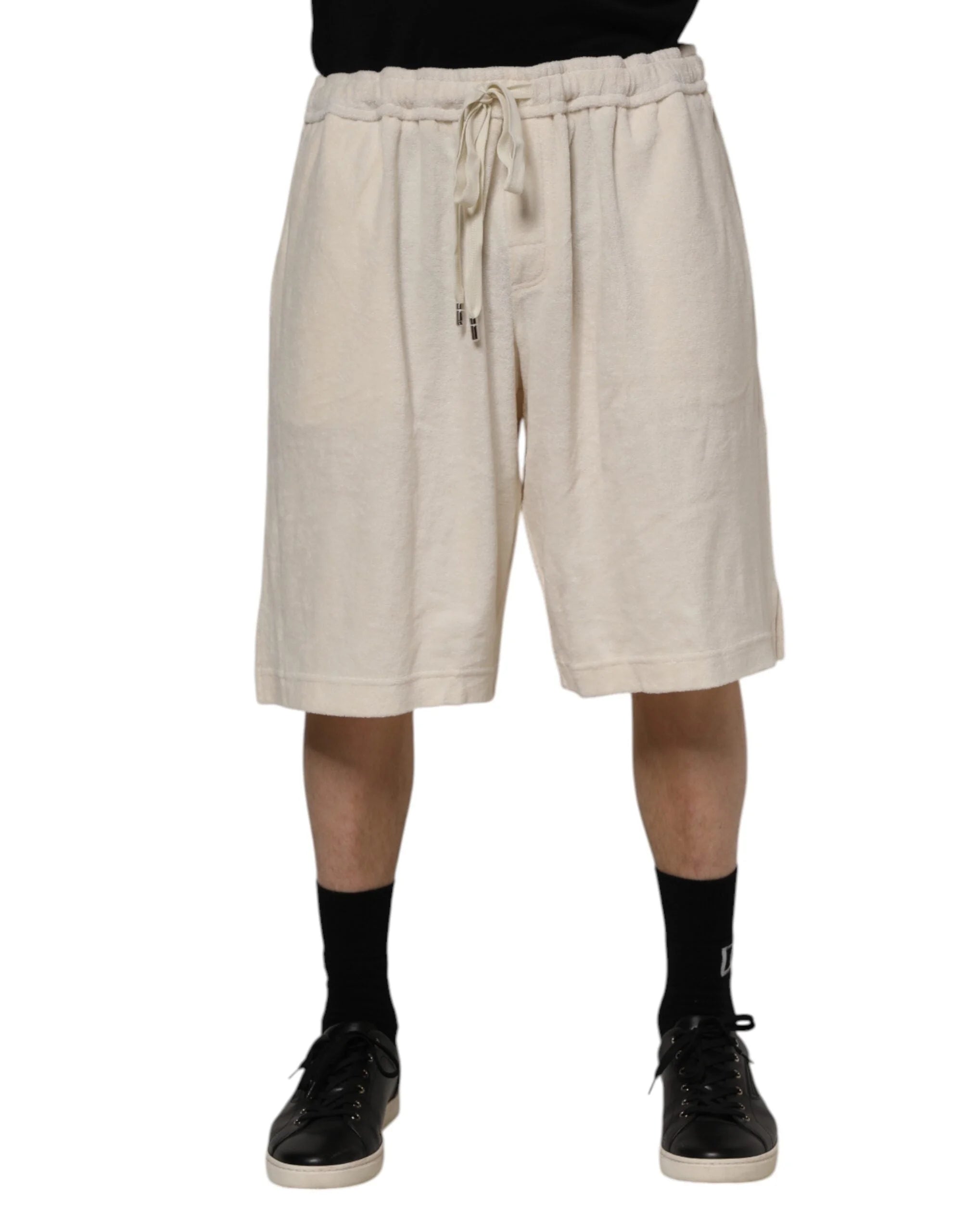 Dolce & Gabbana Ivory Cotton Men Bermuda Sweatshorts Shorts - IT60 | 3XL - Bermudas