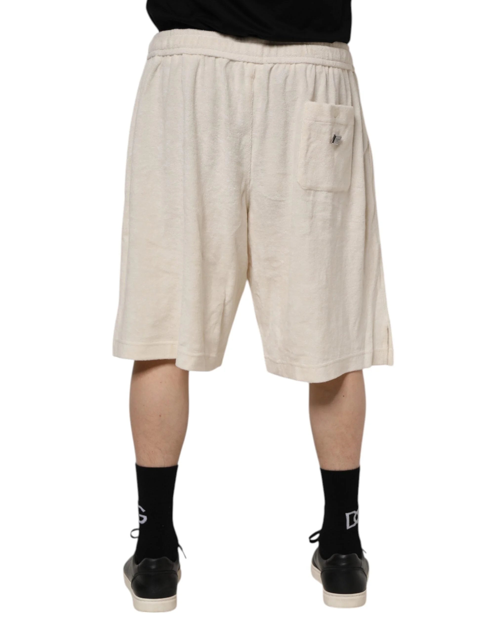 Dolce & Gabbana Ivory Cotton Men Bermuda Sweatshorts Shorts - IT60 | 3XL - Bermudas