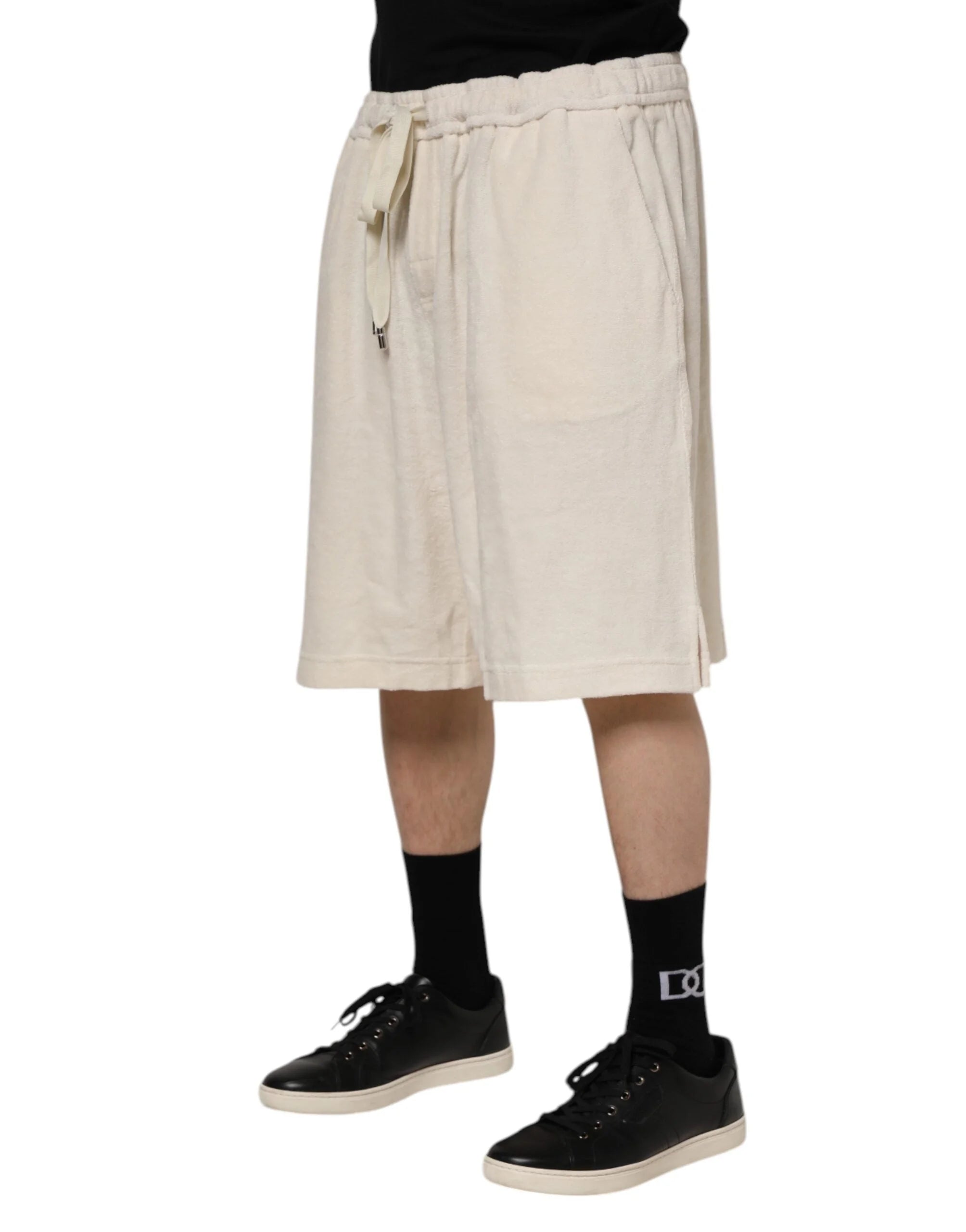 Dolce & Gabbana Ivory Cotton Men Bermuda Sweatshorts Shorts - IT60 | 3XL - Bermudas