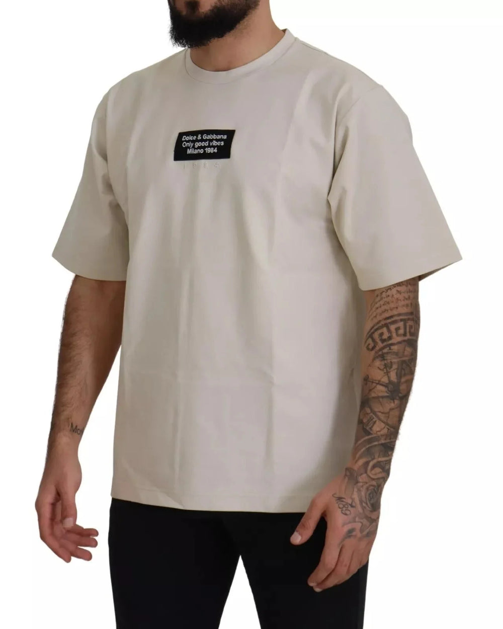 Dolce & Gabbana Ivory Cotton Ivory Printed Crewneck - IT46 | S - T-Shirts