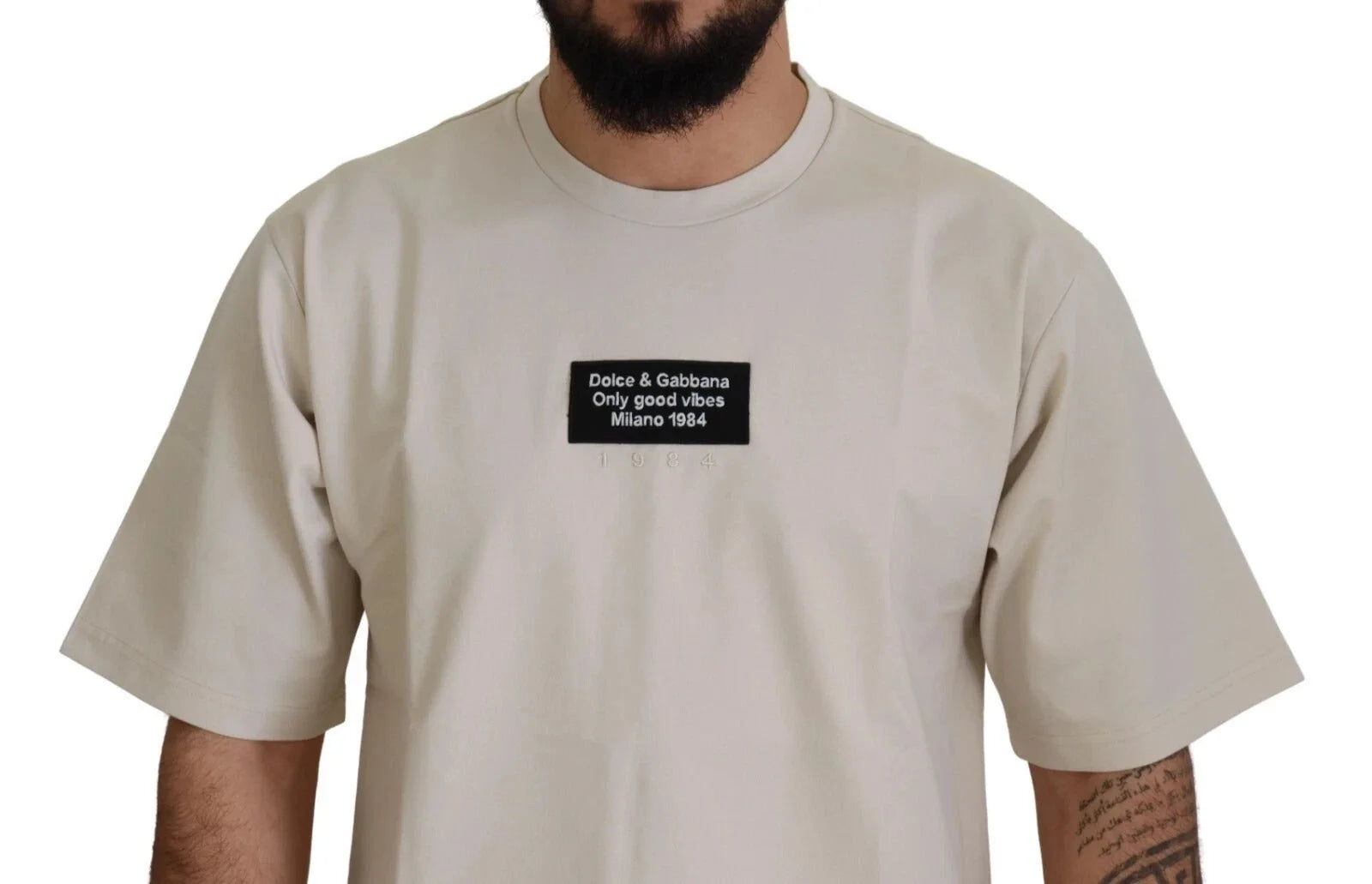 Dolce & Gabbana Ivory Cotton Ivory Printed Crewneck - IT46 | S - T-Shirts