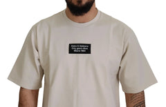 Dolce & Gabbana Ivory Cotton Ivory Printed Crewneck - IT46 | S - T-Shirts