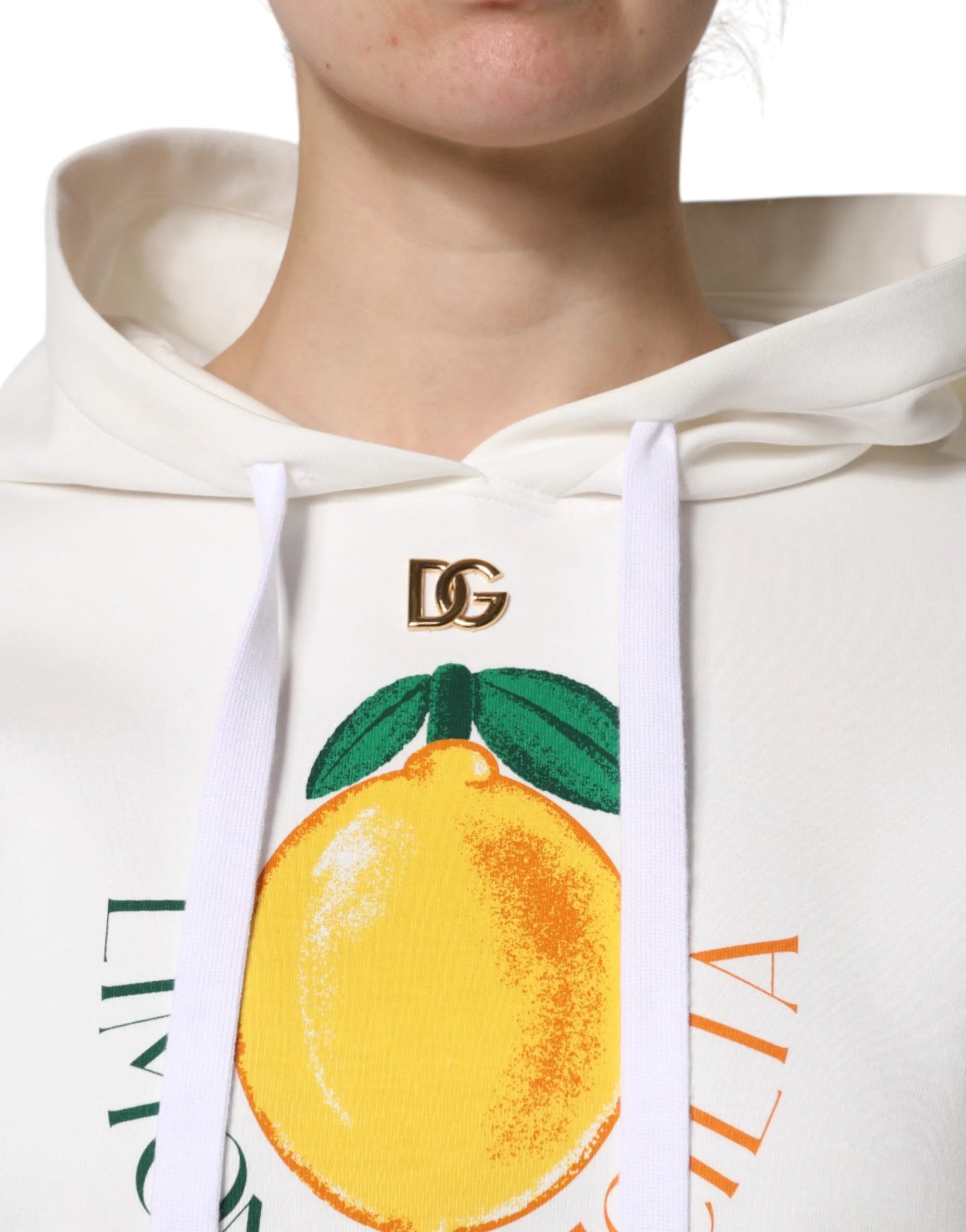 Dolce & Gabbana Ivory Cotton Printed Hooded Pullover Sweater - IT40|S - Hoodies