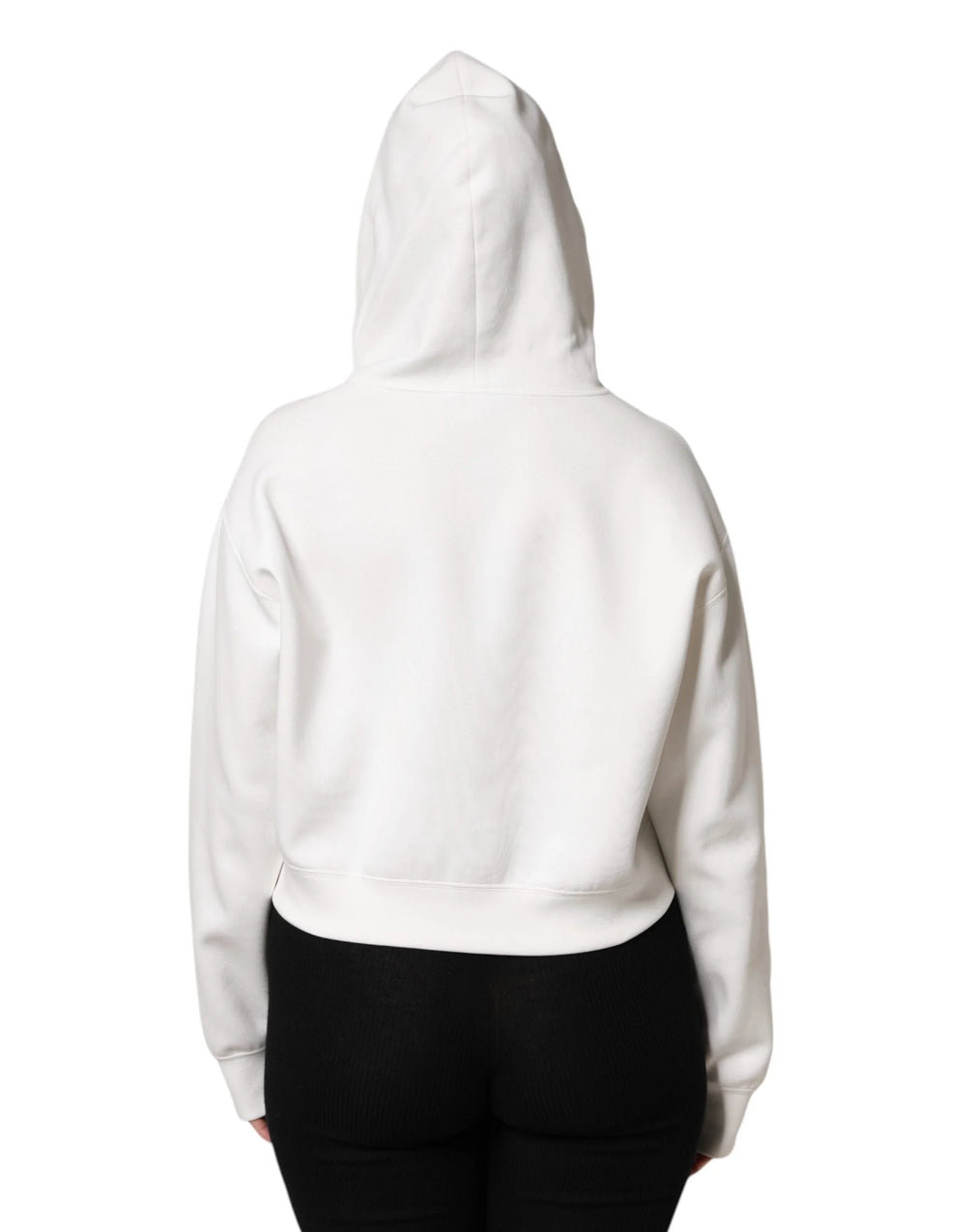 Dolce & Gabbana Ivory Cotton Printed Hooded Pullover Sweater - IT40|S - Hoodies