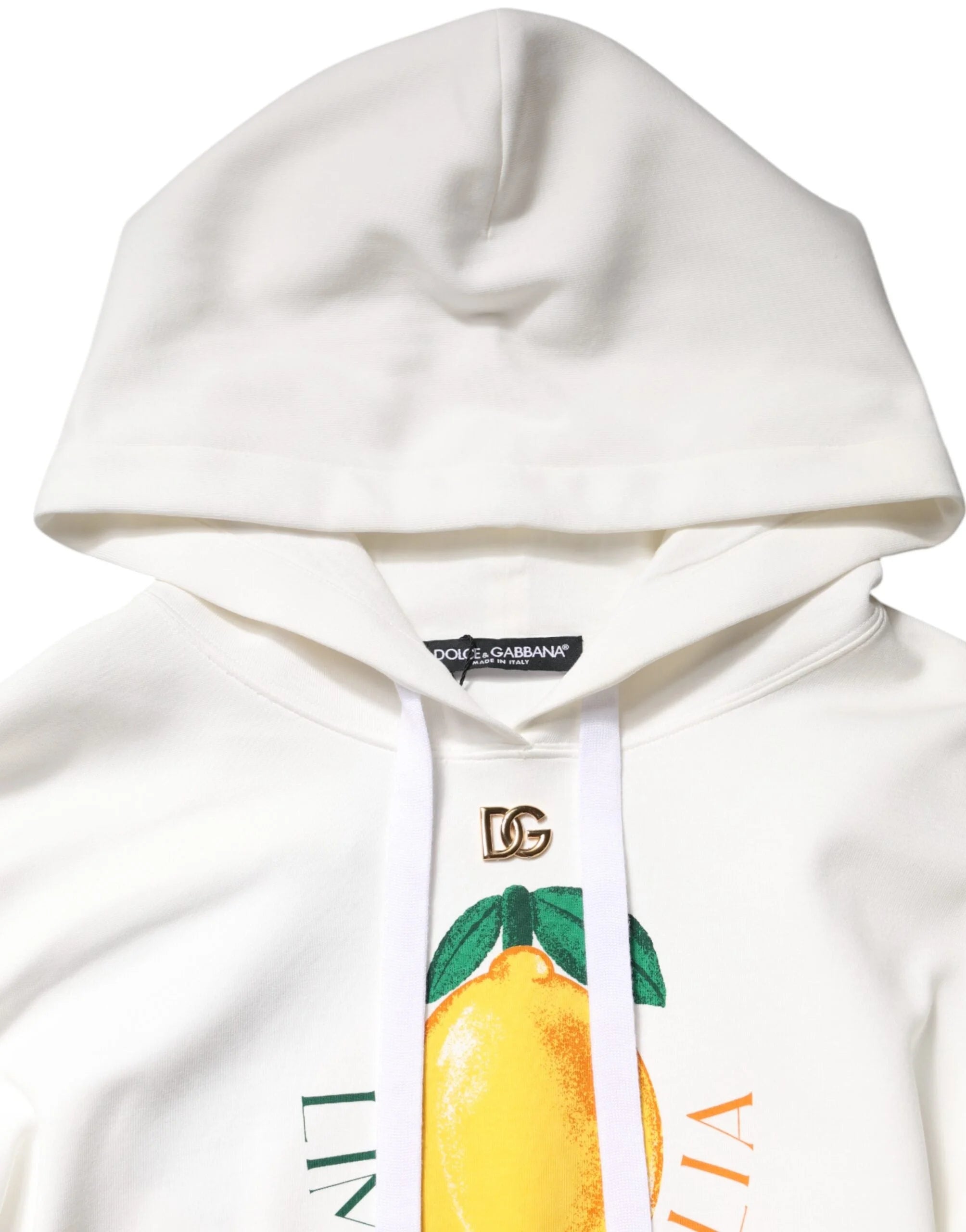 Dolce & Gabbana Ivory Cotton Printed Hooded Pullover Sweater - IT40|S - Hoodies
