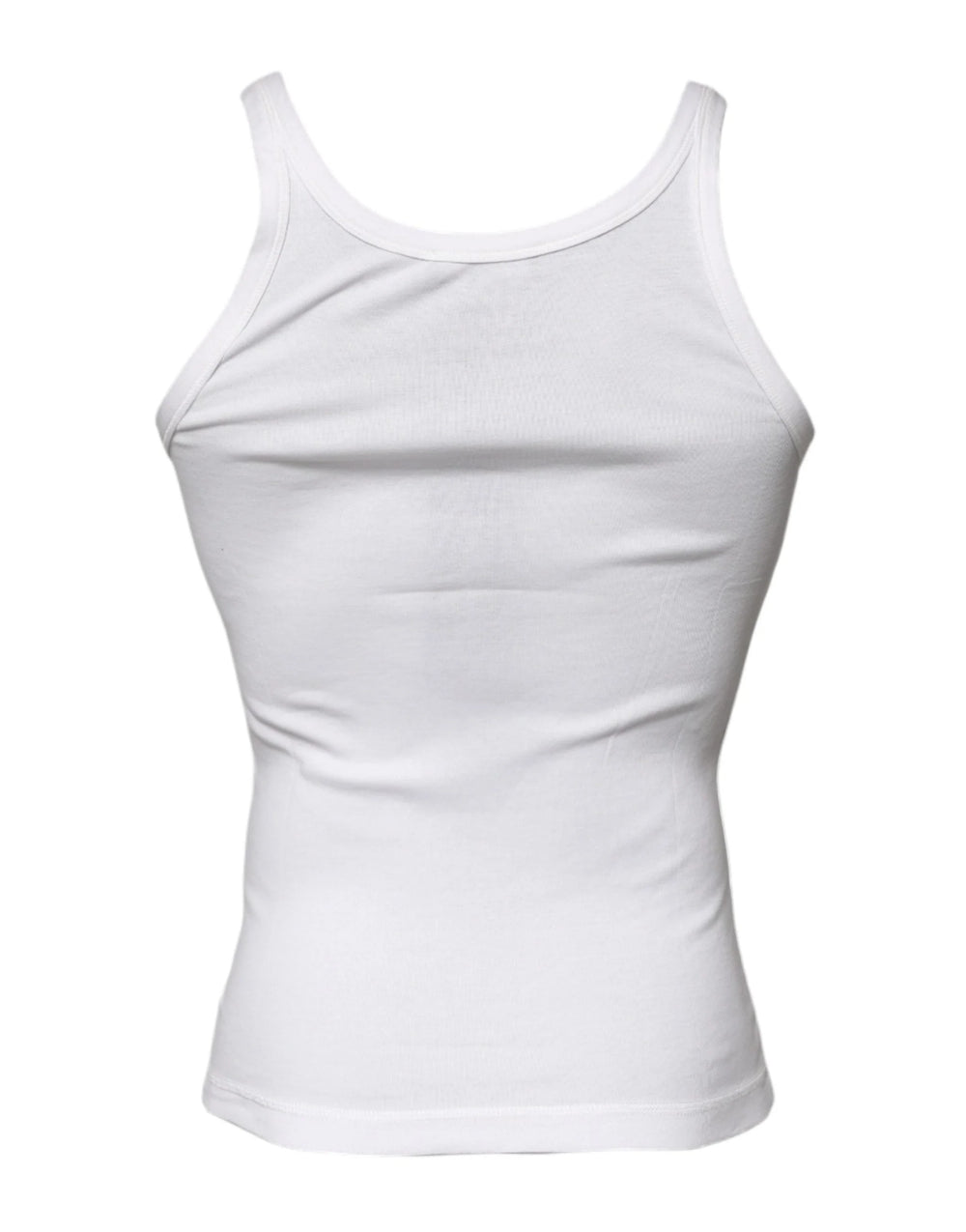 Dolce & Gabbana Ivory Cotton Sleeveless Round Neck Tank T-shirt - Tank Tops