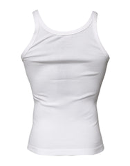Dolce & Gabbana Ivory Cotton Sleeveless Round Neck Tank T-shirt - Tank Tops