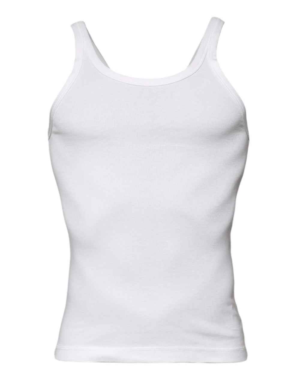 Dolce & Gabbana Ivory Cotton Sleeveless Round Neck Tank T-shirt - Tank Tops