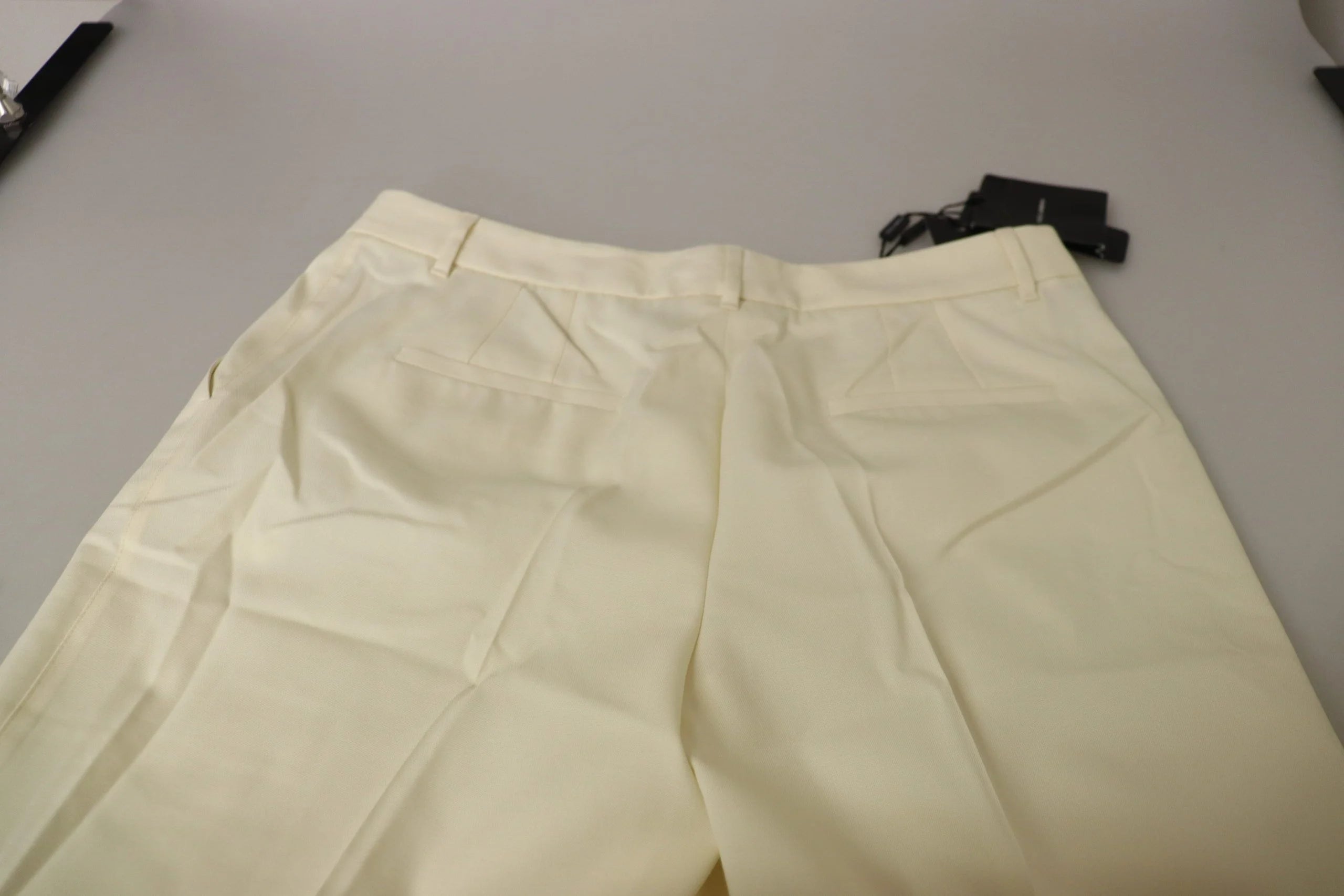 Dolce & Gabbana Ivory High Waist Cropped Folded Hem Trousers Pants - IT50 | XXL - Trousers
