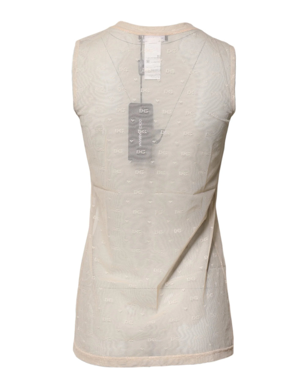 Dolce & Gabbana Ivory Nylon Logo See Through Sleeveless Tank Top - IT2 | S - Tank Tops