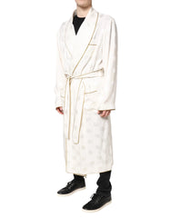 Dolce & Gabbana Ivory Silk Logo Men Wrap Robe Coat Jacket - IT52 | XL - Robes