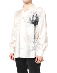 Dolce & Gabbana Ivory Silk Long Sleeves Men Casual Shirt - IT40 | M - Shirts