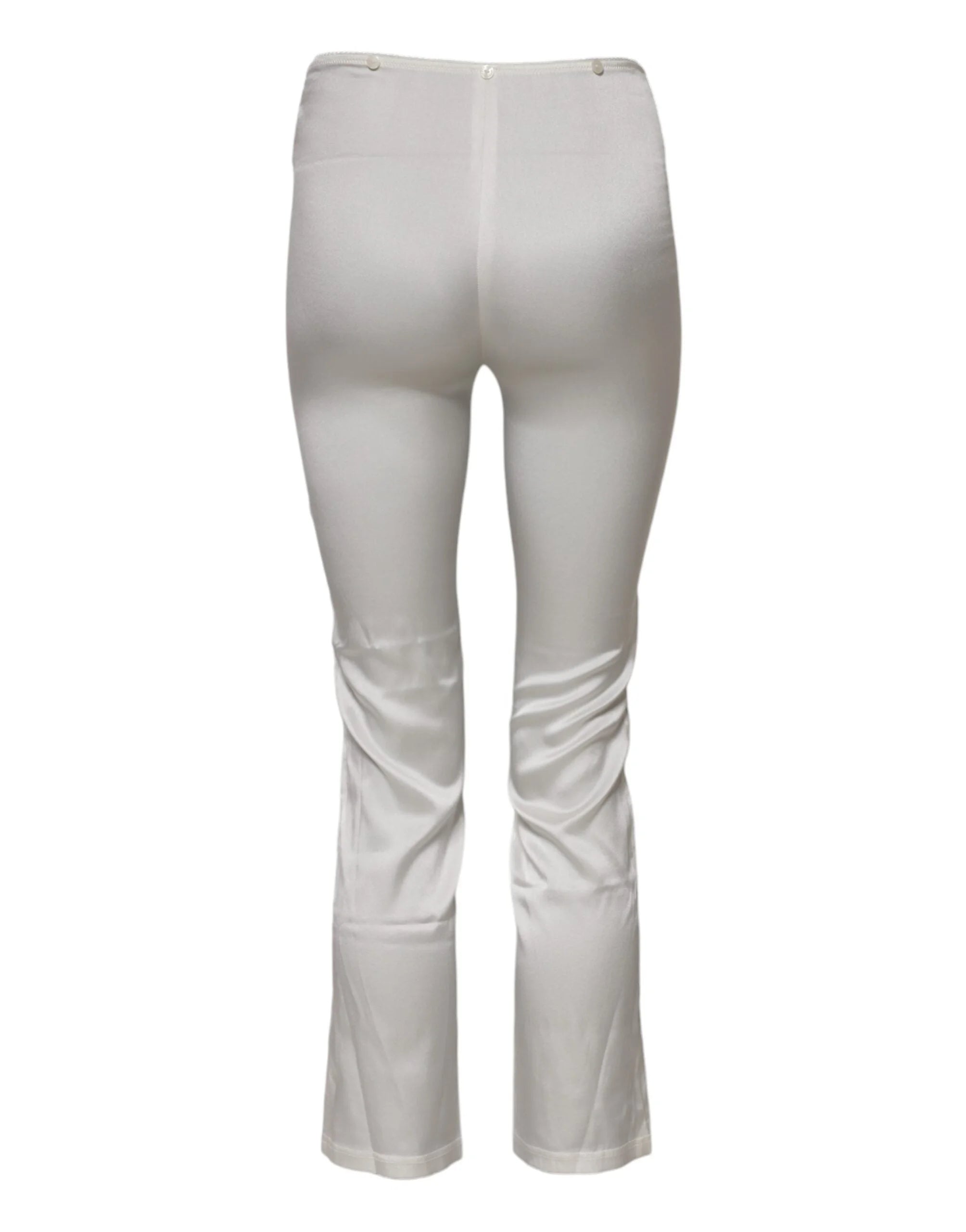 Dolce & Gabbana Ivory Silk Tapered High Waist Pants - IT40|S - Trousers