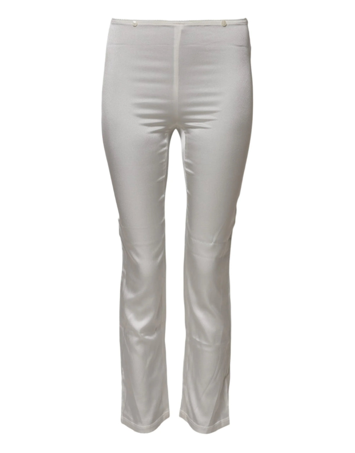 Dolce & Gabbana Ivory Silk Tapered High Waist Pants - Trousers