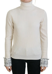 Dolce & Gabbana Ivory Turtleneck Distressed Cuff Pullover Sweater - IT46|XL - Sweaters