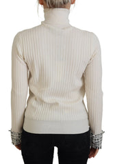Dolce & Gabbana Ivory Turtleneck Distressed Cuff Pullover Sweater - IT46|XL - Sweaters
