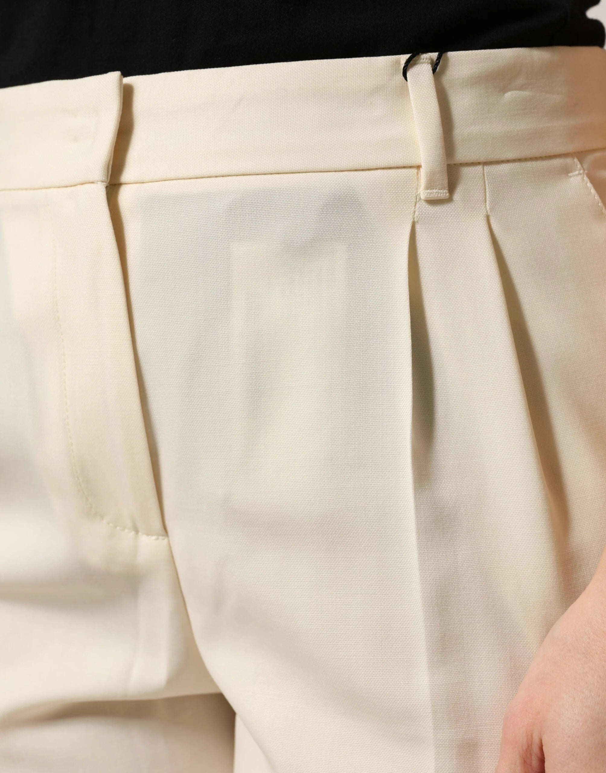 Dolce & Gabbana Ivory Wool Mid Waist Cropped Trouser Pants - IT42|M