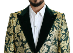 Dolce & Gabbana DOLCE & GABBANA Jacket SICILIA Green Gold Jacquard Long Coat - IT52 | XL - Overcoats