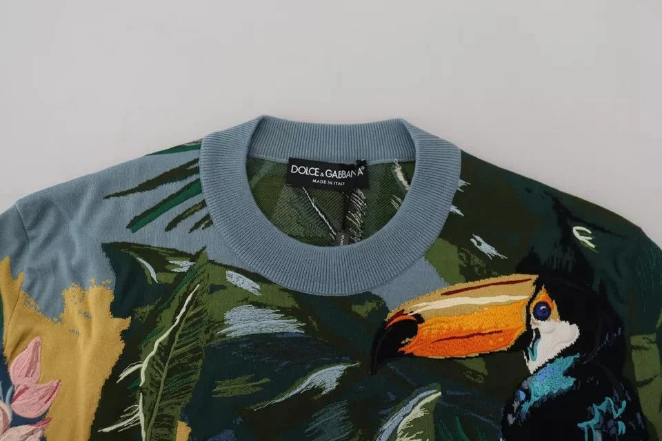 Dolce & Gabbana Jungle Wool Silk Pullover Logo Sweater - Sweaters