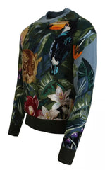 Dolce & Gabbana Jungle Wool Silk Pullover Logo Sweater - Sweaters