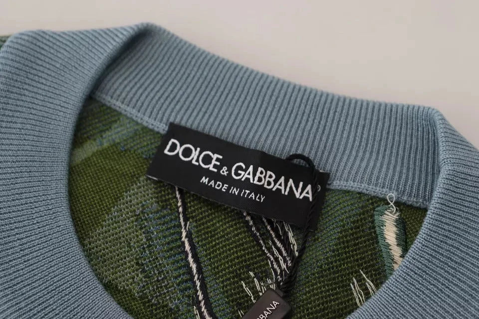 Dolce & Gabbana Jungle Wool Silk Pullover Logo Sweater - Sweaters