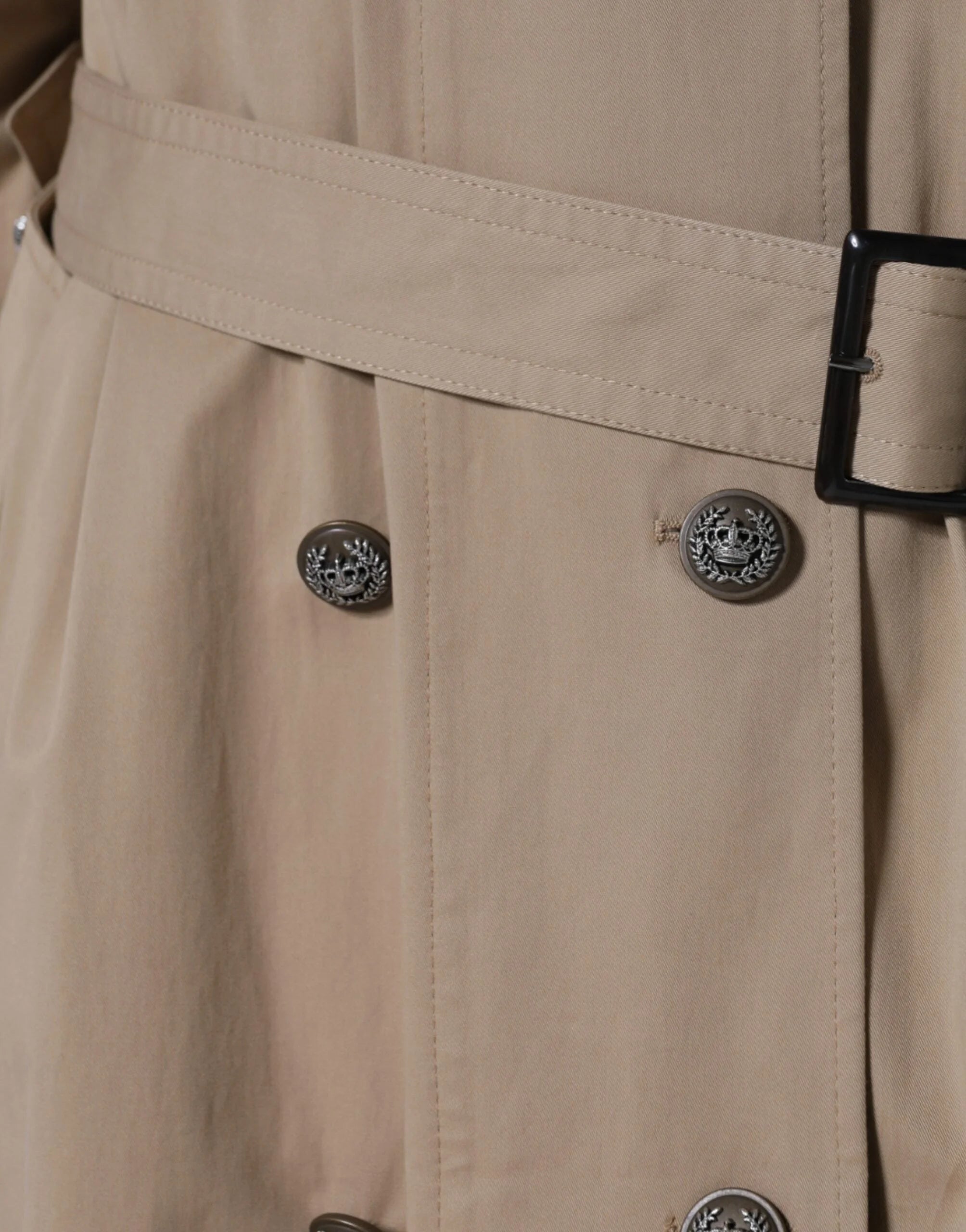 Dolce & Gabbana Khaki Double Breasted Trench Coat Jacket - IT46|XL - Trench Coats