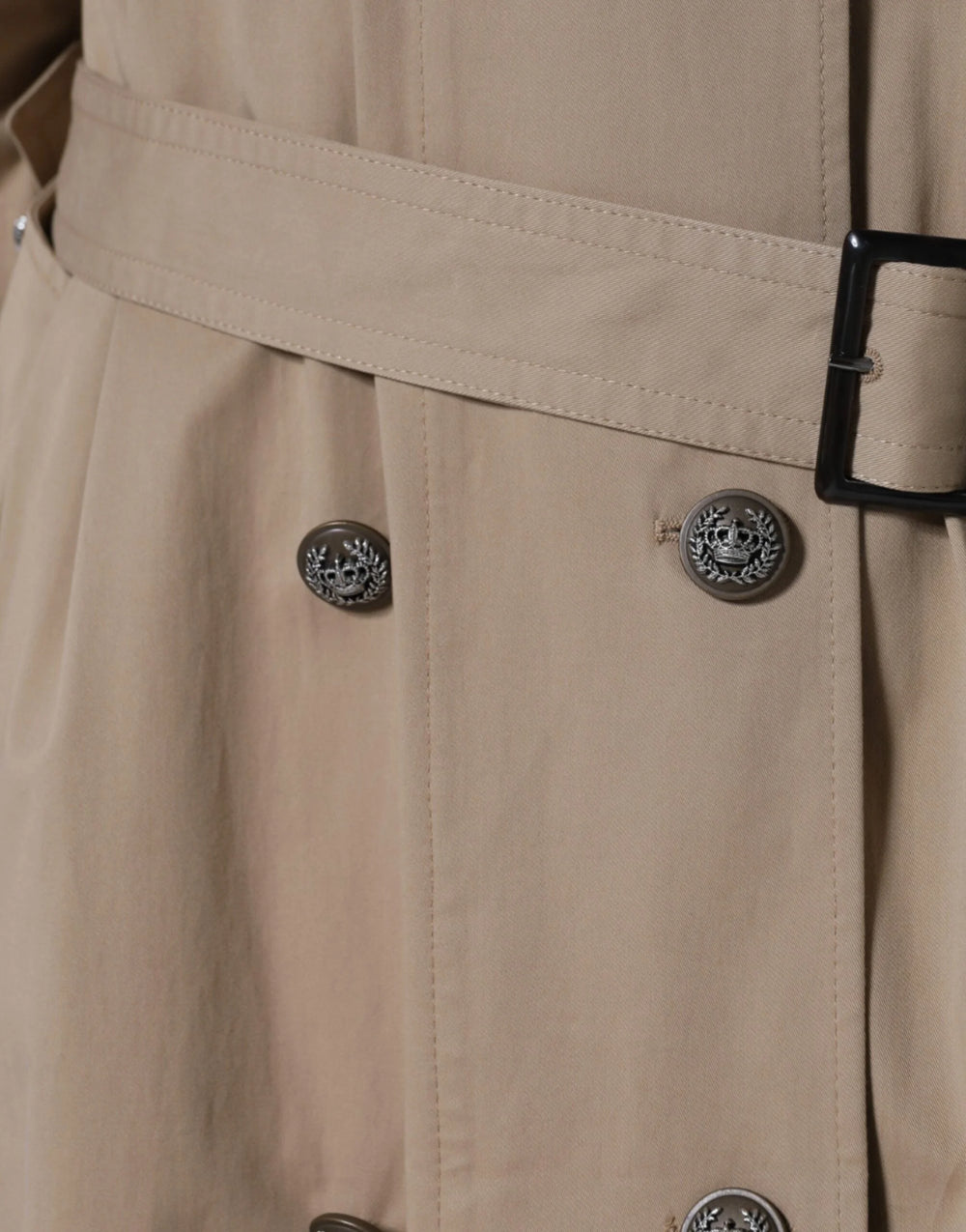 Dolce & Gabbana Khaki Double Breasted Trench Coat Jacket - IT46|XL - Trench Coats