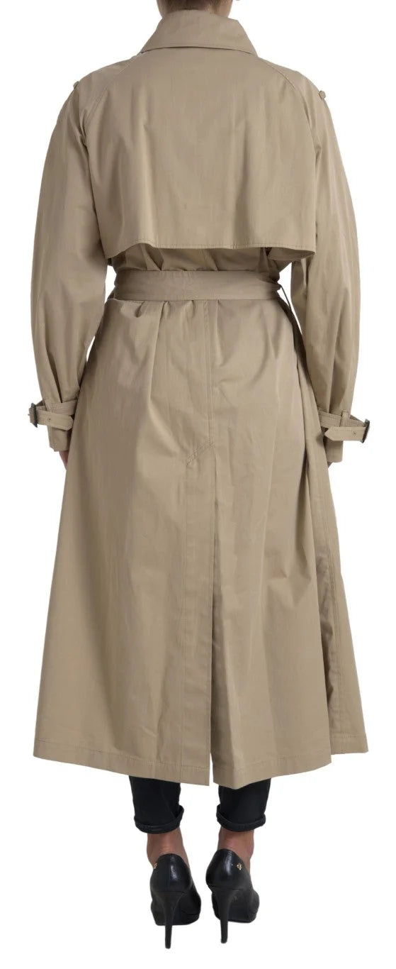 Dolce & Gabbana Khaki Double Breasted Trench Coat Jacket - IT46|XL - Trench Coats
