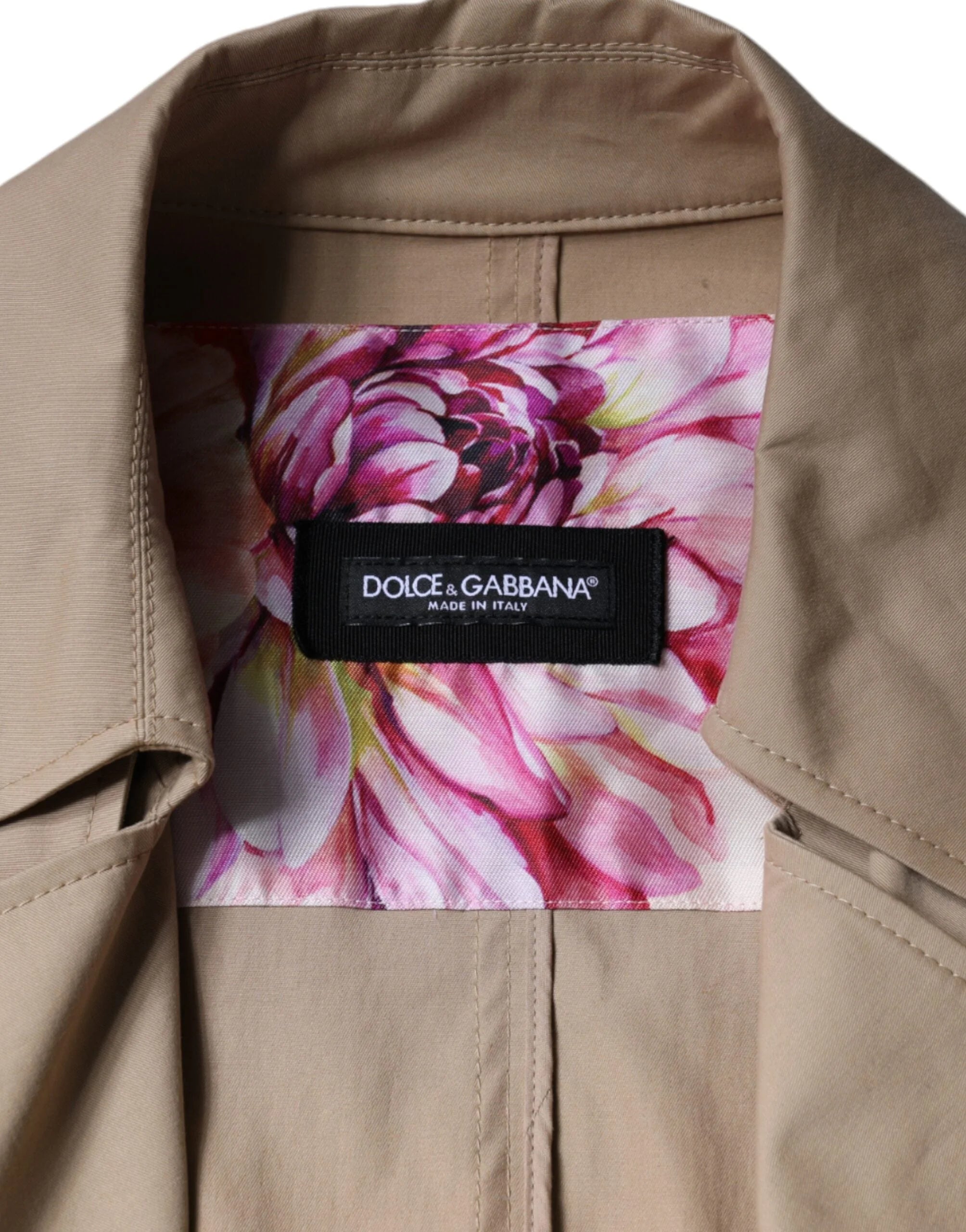 Dolce & Gabbana Khaki Double Breasted Trench Coat Jacket - IT46|XL - Trench Coats