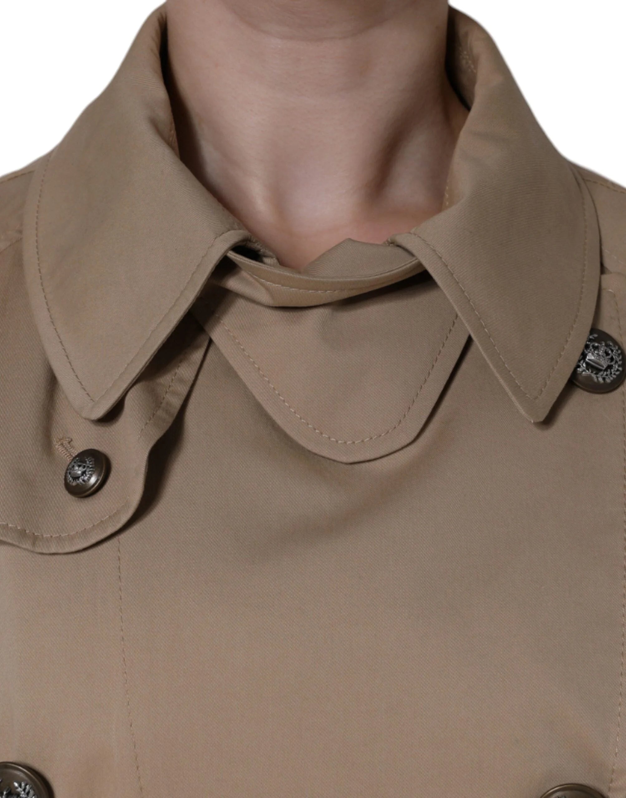 Dolce & Gabbana Khaki Double Breasted Trench Coat Jacket - IT46|XL - Trench Coats