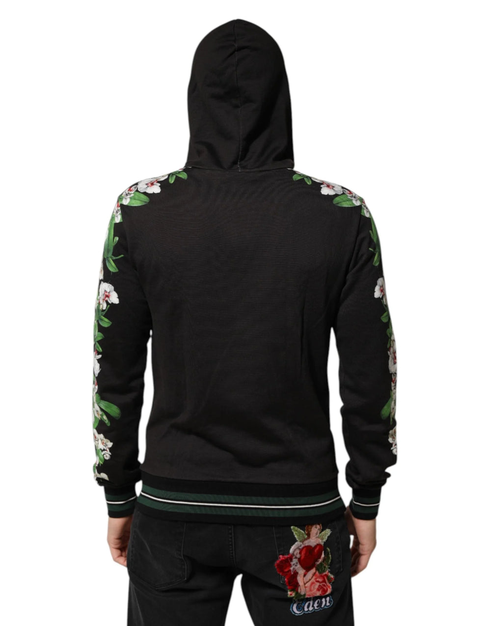 Dolce & Gabbana KING Black Orchid Floral Crown Logo Hoodie Sweater - Hoodies