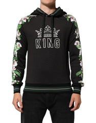 Dolce & Gabbana KING Black Orchid Floral Crown Logo Hoodie Sweater - Hoodies