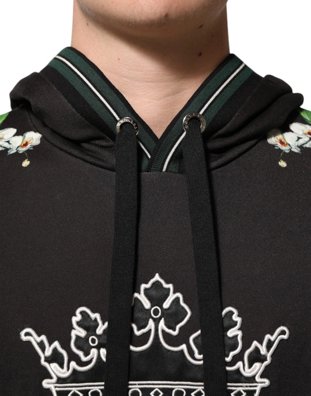 Dolce & Gabbana KING Black Orchid Floral Crown Logo Hoodie Sweater - Hoodies